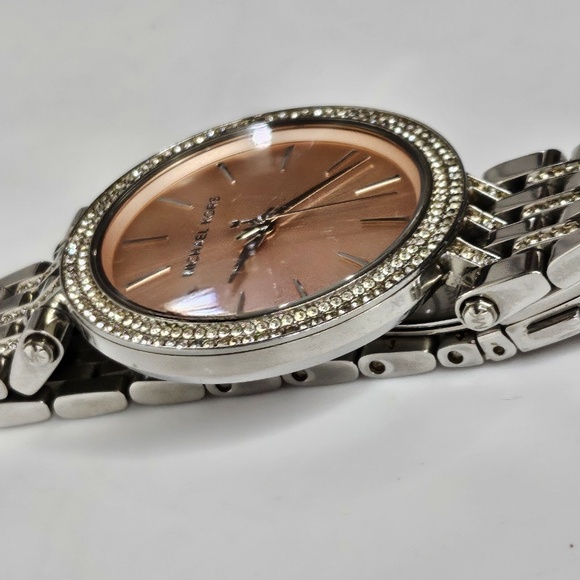 Women Michael Kors MK3218 Darci Silver Tone Stainless Steel Watch 39mm Rose Dial - Picture 8 of 16